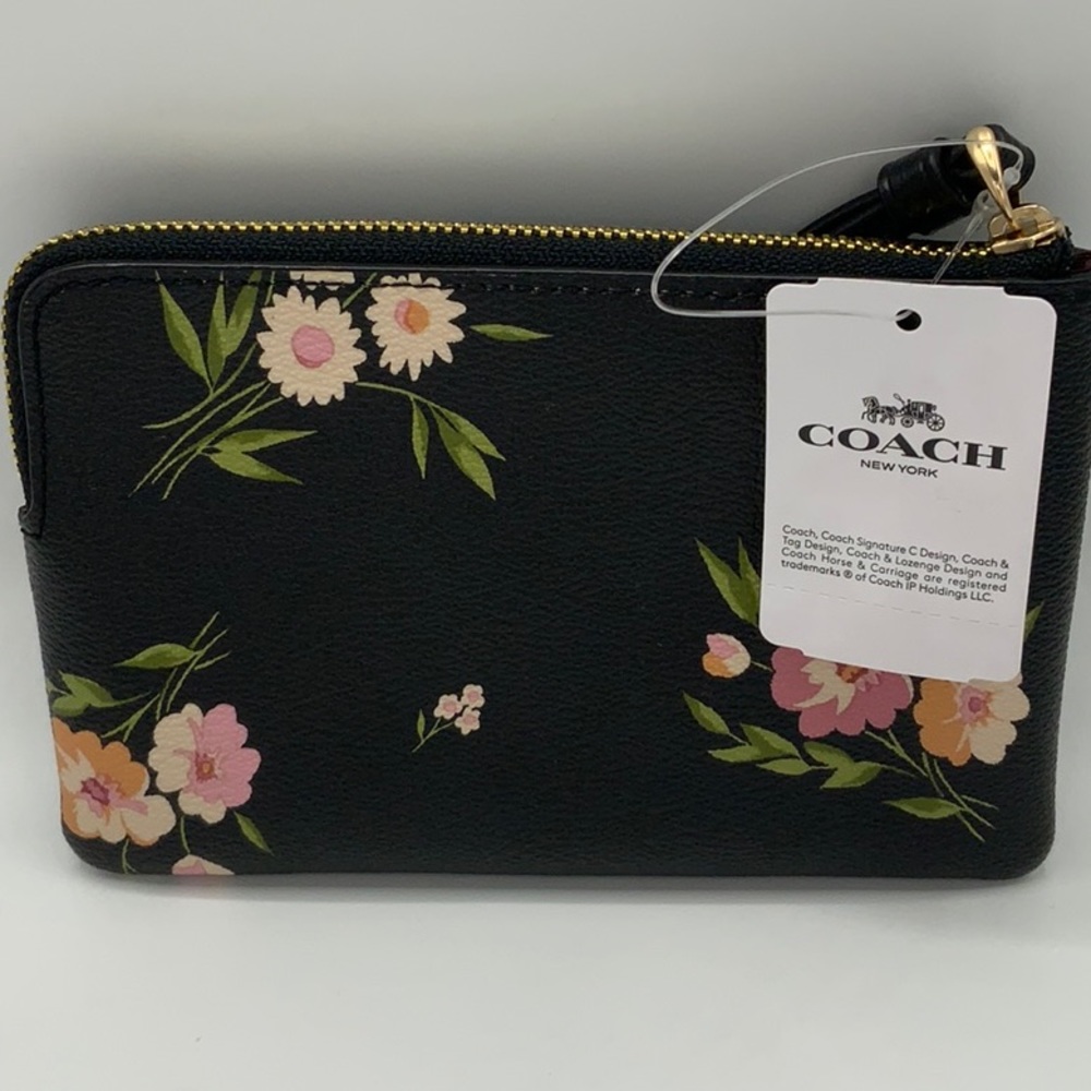 Coach Corner Zip Wristlet Tossed Daisy - Picture 4 of 5